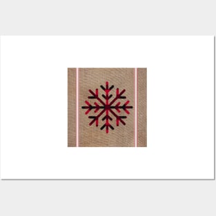 Farmhouse Rustic Design Plaid Snowflake Christmas Season of Winter Posters and Art